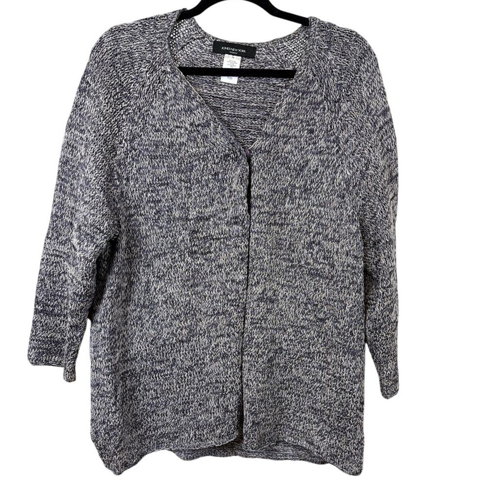 Jones New York Purple & Silver Snap Cardigan Sweater Size XL